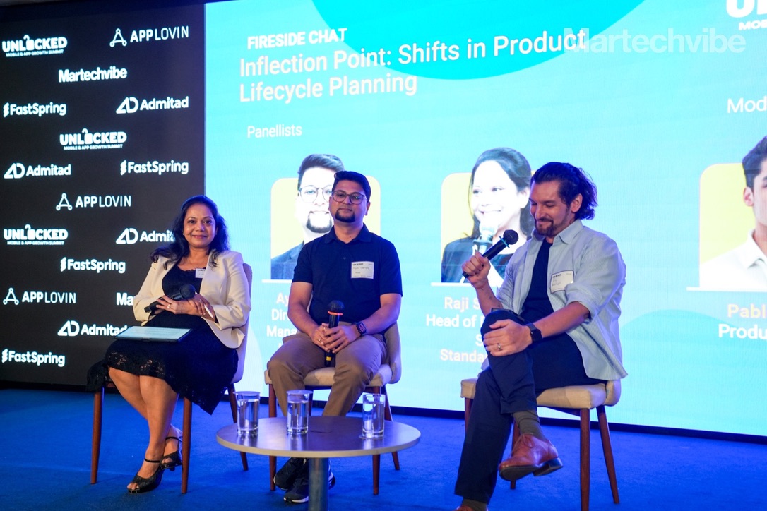 Ayush Upadhyay seated with fellow panelists at Mobile and App Growth Summit