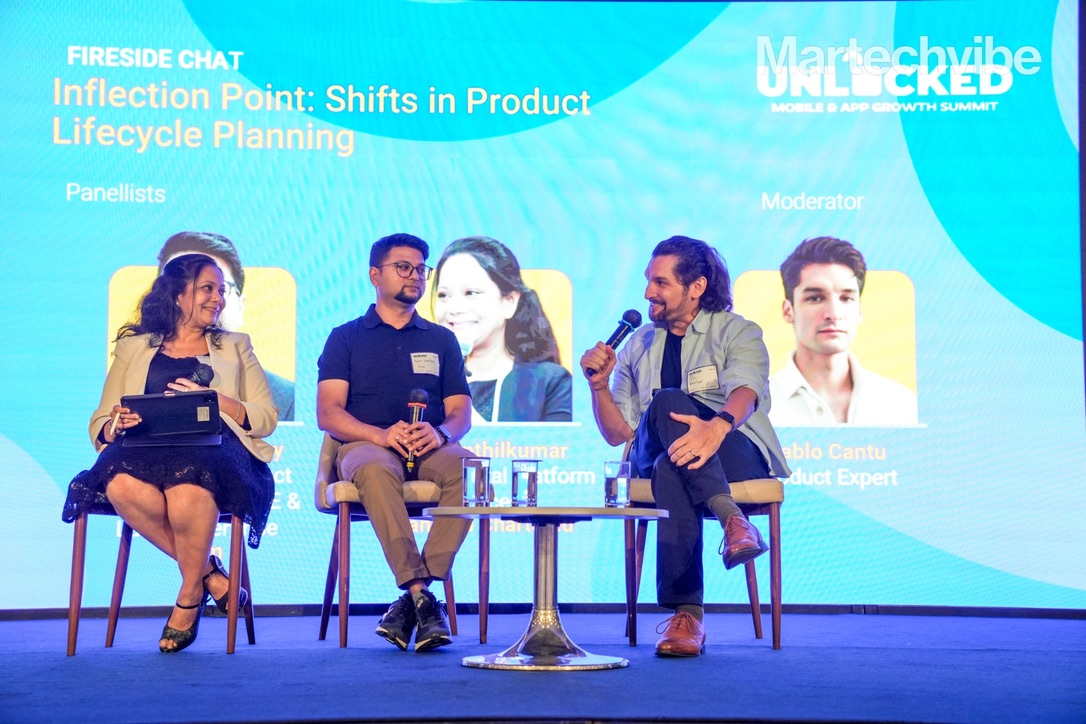 Ayush Upadhyay speaking on a product lifecycle planning panel